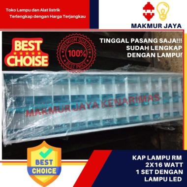 Kap Rm Tl T8 + Set Led 16 Watt Philips 2X16 / Kap Lampu Rm 2X36 Watt 1 set