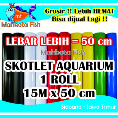 GROSIR 1 Roll (15 m x 50 cm) Stiker Aquarium PROMO! MURAH MERIAH | Skotlet Aquarium | Background Aquascape Biru Doff-50 ROLL