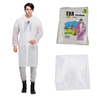 Jas Hujan Ponco Hoodie Import Korea Fashion EVA Raincoat BHTY876 Putih