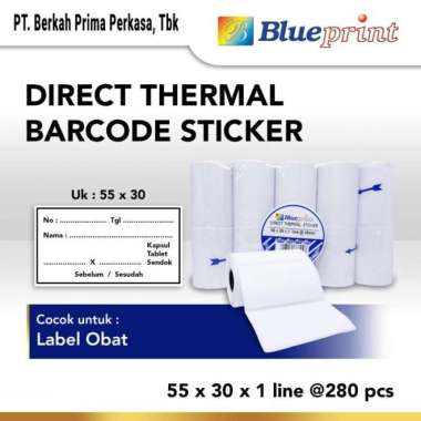 Direct Thermal Sticker / Label Stiker BLUEPRINT 55x30x1 Line 280 Pcs