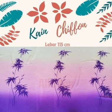 Kain Chiffon Sifon Premium Lebar 115 Cm Motif Tropical Coconut Tree Pohon Kelapa
