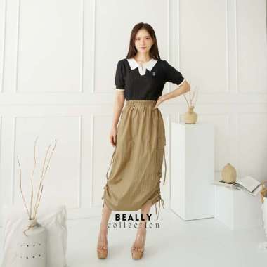 ROK CARGO PARASUT SERUT | ALLENA CARGO SKIRT | ROK PANJANG SERUT WANITA SAMPING KANTONG CARGO PARASU