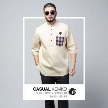 SAMASE Kemko Casual U051P | Beige Twill Esembe Ltd Baju Kemeja Koko M