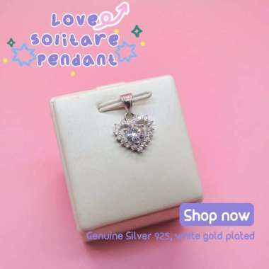 BCL463 BEAUTY CULTURE PERHIASAN KALUNG LIONTIN LOVE SOLITARE PERAK SILVER 925 LAPIS EMAS PUTIH ASLI