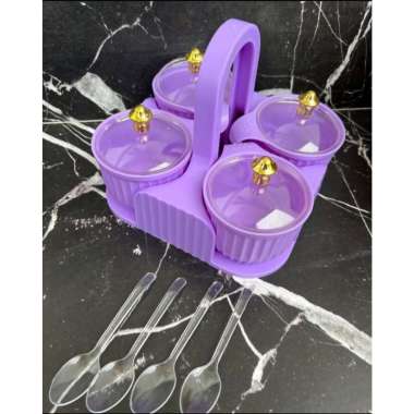 TEMPAT BUMBU SET 4 GELAS MEWAH SULTAN TOPLES WADAH BUMBU/tempat bumbu ungu /wadah bumbu ungu/perleng