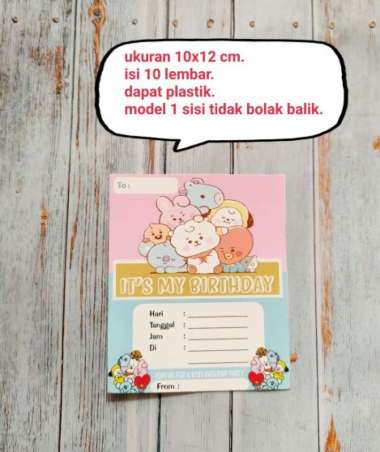 undangan ulang tahun isi 10 lembar karakter bt 21 BT21