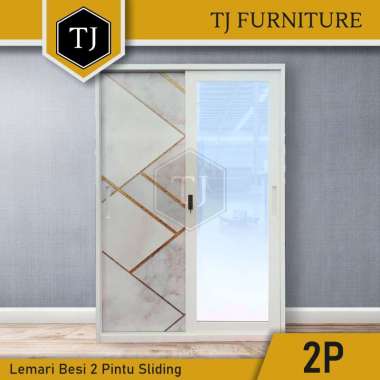 Lemari Pakaian Besi Lemari Baju Sliding Minimalis 2 Pintu Jumbo