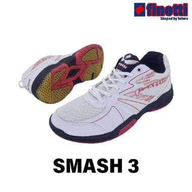 Finotti Smash 3 - Sepatu Badminton Top Pria Premium / Sepatu Bulu Tangkis Cowok Asli Original 42 putih