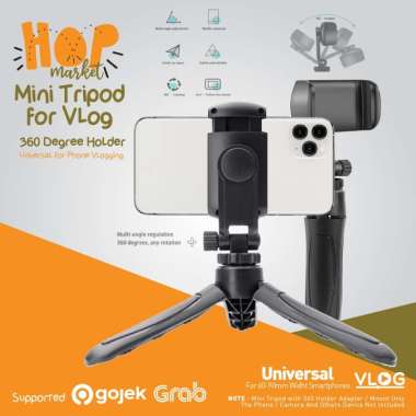 Mini Tripod with 360 Rotate Holder HP (Vertical Horizontal) Vlog Set Handphone for Vlog, Live Stream