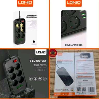 Power strip Stop Kontak Colokan Terminal Listrik LDNIO SE6403 6power soket 4usb