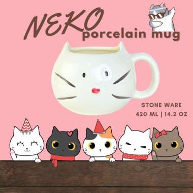SOEBI ANTIQ - NEKO Porcelain Mug | Cangkir Kopi Keramik | Mug Porselen Kapasitas