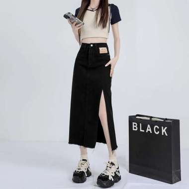 Coco Trend Soul Rok -- Highwaist Terbaru Kekinian Rok Jeans Hitam M