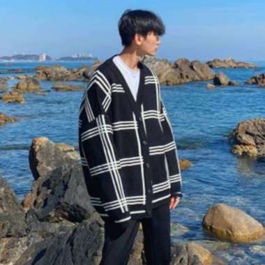 ZS READY STOCK mingyu cardi / asclo yuta cardi / cardi rajut premium Hitam mingyu