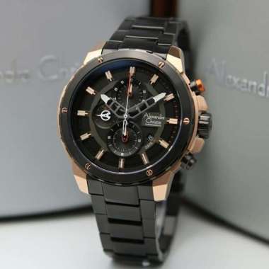 JAM TANGAN ALEXANDRE CHRISTIE AC 6530 PRIA ROSEGOLD BLACK ORIGINAL