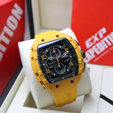 JAM TANGAN PRIA EXPEDITION E 6782 / E6782 RUBBER NEW VERSION ORIGINAL BLACK YELLOW