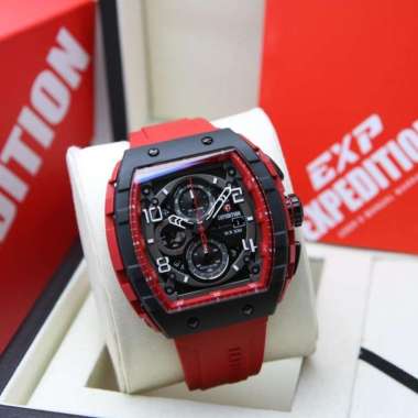 JAM TANGAN PRIA EXPEDITION E 6782 / E6782 RUBBER NEW VERSION ORIGINAL RED RING BLACK
