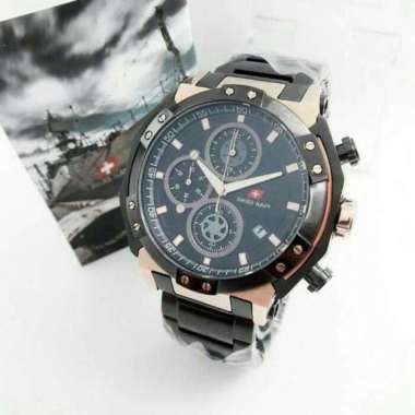 JAM TANGAN PRIA SWISS NAVY 6804 SN6804 ORIGINAL ROSEGOLD BLACK