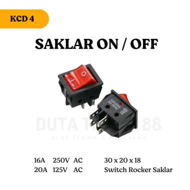 Saklar Tombol Power Switch ON OFF Roker Besar 4 Pin Kaki Kotak Lampu