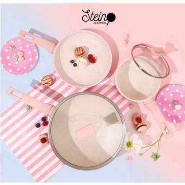 Stein Cookware Glow Pan - Paket Glowpan SteinCookware Wajan Set Granite Glow Pan Pink