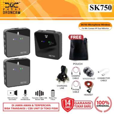SK750 MICROPHONE CLIP ON WIRELESS MIC CAMERA HP DUAL MIKROFON -