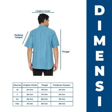 Baju koko kurta Pria bahan linen tangan pendek warna biru denim atau blue kemko cowok denim L