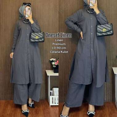 Loly Bunga Set - One Set Wanita Tunik Crinkle Airflow Premium Setelan Wanita Kekinian Lengan Panjang