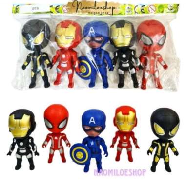 Mainan Robot 6pc super hero mainan figurin avengers topper kue Kantung 5pc
