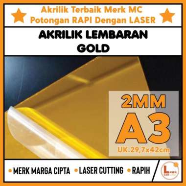 Akrilik Lembaran Gold Mirror 2Mm A3 / Marga Cipta / Acrylic