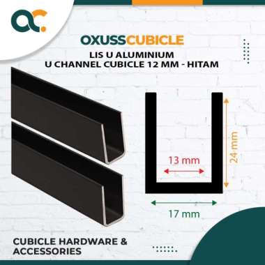 List U Aluminium Partisi Cubicle 12mm Lis U (5.6 Meter) - Hitam Multivariasi Multicolor