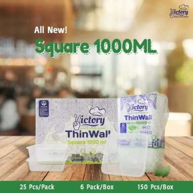 HCS - Thinwall SQ 1000ml Square Kotak Makanan Per Pack Food Container Plastik