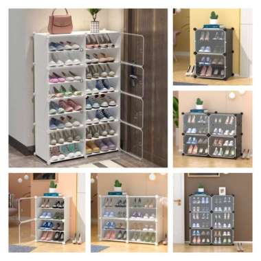 Aonez Rak Sepatu Anti Debu Layer 2 row 4 layer(Black)