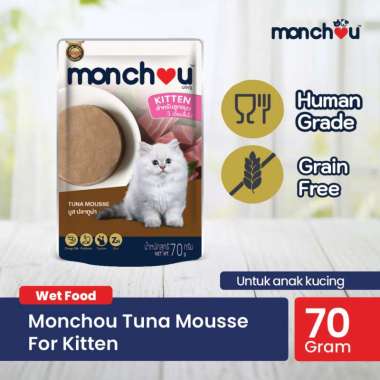 Monchou ADULT Cat Pouch 70gr Wet Cat Food / Makanan Kucing Human Grade 70 gr KITTEN TUNA MOUSSE