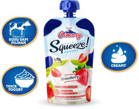 Promo Harga Cimory Squeeze Yogurt Strawberry 120 gr - Blibli