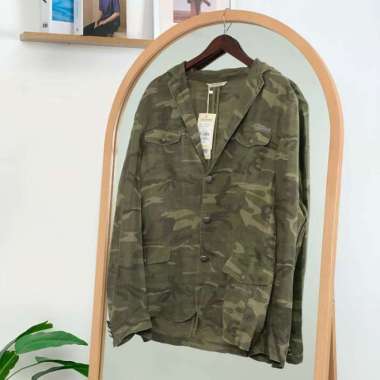 JACK & JONES BLAZER PRIA PANJANG 22 GREEN CAMOUFLAGE SLIM FIT OUTER - XL