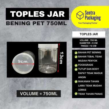 Toples Plastik Jar Silinder Bening Pet 750ml / Toples Kue Kering 750ml