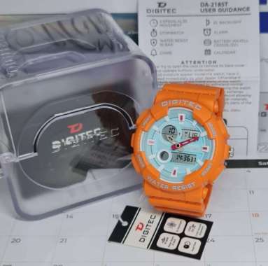 Digitec 2185 Jam Tangan Pria Dual Time Original-Rubber Orange
