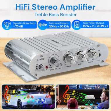 CLAITE HiFi Stereo Amplifier Treble Bass Booster