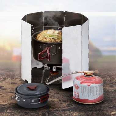 ELOS-10 Plat Penahan Angin Kompor Camping Stove Windshield Aluminium
