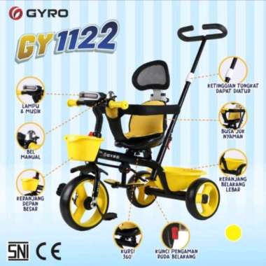 Sepeda Tiga 3 Roda Anak GY 1122 Gyro Tricycle - Merah Kuning