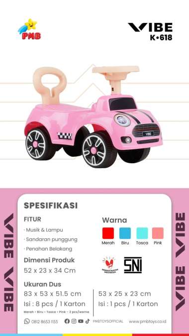 K618 VIBE MAINAN MOBIL TOLOCAR K 618 -VIBE PMB TOYS