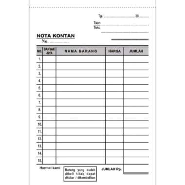 Nota Kosong 1 Ply / 1 Lembar (Hvs)