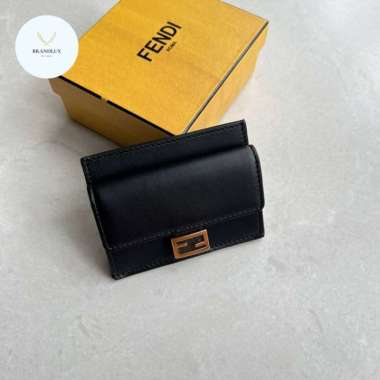 Fendi baguette card holder in black 4cc+coin pocket - 100% Authentic
