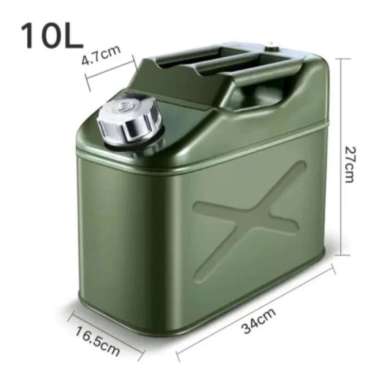 jerigen 10l jerry can 10 liter besi tempat genset bbm bensin solar - Hijau 10L