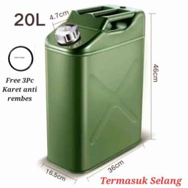 jerigen 10l jerry can 10 liter besi tempat genset bbm bensin solar - Hijau 20L H