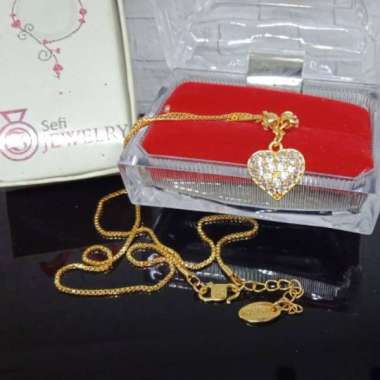 Kalung Titanium Wanita Lapis Emas Love Kalung Cantik Ready Kalung Emas Murah Kalung Korea Cantik