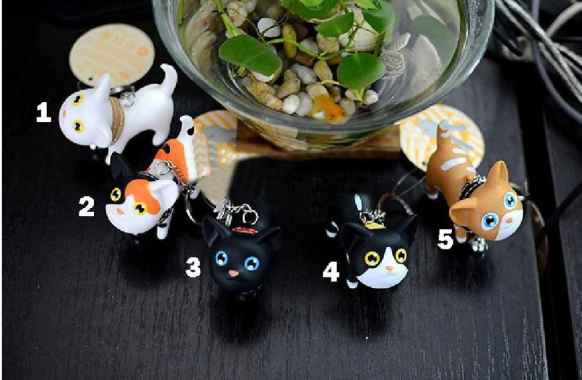 Keychain Gantungan Kunci Kucing Lucu - 5 Tipe Pilihan Grosir Putih Polos