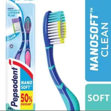 Pepsodent Nanosoft Clean Sikat Gigi Soft Multipack Isi 2