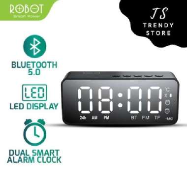 Robot Jam Alarm Digital LED Clock RB150 FM Radio Speaker Bluetooth Hitam