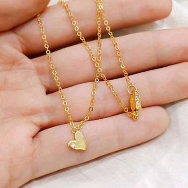Set Kalung Liontin Hati Polos Permata Satu Koleksi Josean Emas Asli