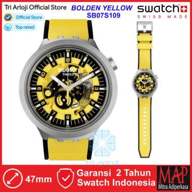 SWATCH SB07S109 BOLDEN YELLOW IRONY Jam Tangan Pria Analog Stainless Swiss Made